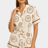 Cristina | Tricou monocolor cu cochilii marine și nasturi