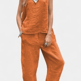 Leona | Vesta și pantaloni din bumbac și in fără mâneci