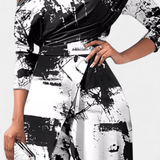 Brina | Monochromă, lungă, rochie cu gradient de culoare cu umerii goi și picioarele late