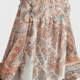 Grete | Komplet elegant cu bluză cu volane și model vintage paisley