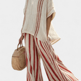 Vanessa | Elegant Red Striped Textured Set