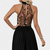 Maruja | Mono Palazzo cu broderii florale și paiete transparente