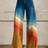 Léa | Pantaloni Eleganți Retro cu Zigzag