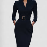 Iara | Rochie neagră elegantă cu centură