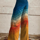 Léa | Pantaloni Eleganți Retro cu Zigzag