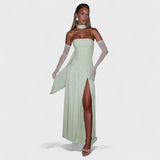 Maliyah | Rochie verde cu piparmint asimetrică