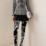 Viken | Pantaloni de Blană cu Desen Floral - Midnight Bloom Design