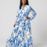 Lillian | Rochie maxi din flori cu mâneci lungi