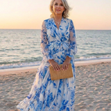 Lillian | Rochie maxi din flori cu mâneci lungi