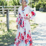 Lillian | Rochie maxi din flori cu mâneci lungi
