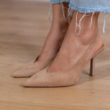 Marlena | Pantofi cu toc subțire slingback nude