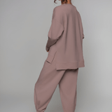 Külli | Pantaloni extrem de calzi, gri-maro, cu manșete