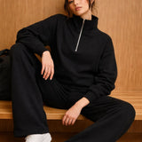 Maarja | Tricou cu fermoar Polo, negru, foarte cald, cu mâneci și glugă