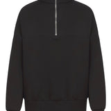 Maarja | Tricou cu fermoar Polo, negru, foarte cald, cu mâneci și glugă