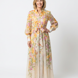 Cressida | Rochie Maxi Florală cu Mâneci Lungi