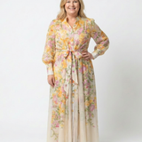 Cressida | Rochie Maxi Florală cu Mâneci Lungi