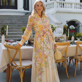 Cressida | Rochie Maxi Florală cu Mâneci Lungi