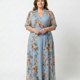 Elowen | Maxi Rochie cu Guler în V și Imprimeu Floral