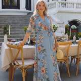 Elowen | Maxi Rochie cu Guler în V și Imprimeu Floral
