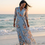 Elowen | Maxi Rochie cu Guler în V și Imprimeu Floral