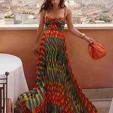 Aria | Rochie maxi fără mâneci, cu model abstract, croială în formă de A